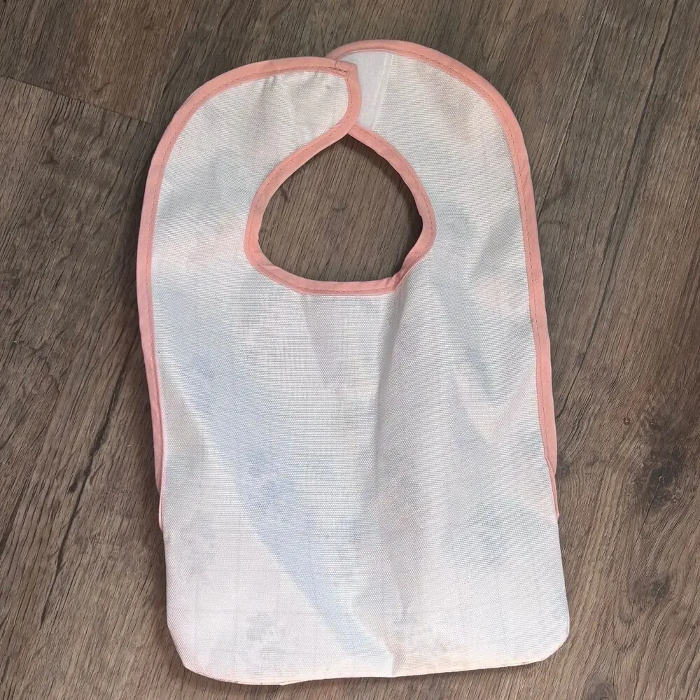 Disney Minnie Mouse PEVA Toddler Feeding Bib Pink Plaid Crumb Catcher Pocket
